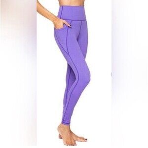 Vie Active Lili Leggings Purple Size XL Side Pockets Athleisure Yoga Gym Running